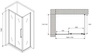 Душевой уголок ABBER Schwarzer Diamant AG30170MH-S75M 170x75см хром